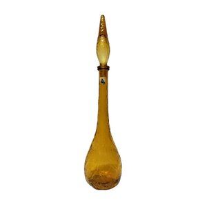 60s mid century amber Glass Genie Bottle